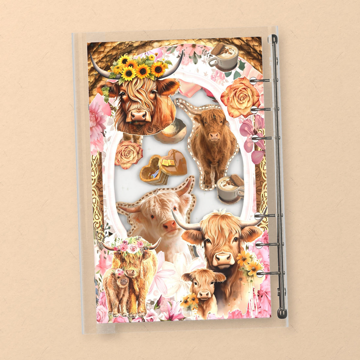 Floral Highland Cows back cover design