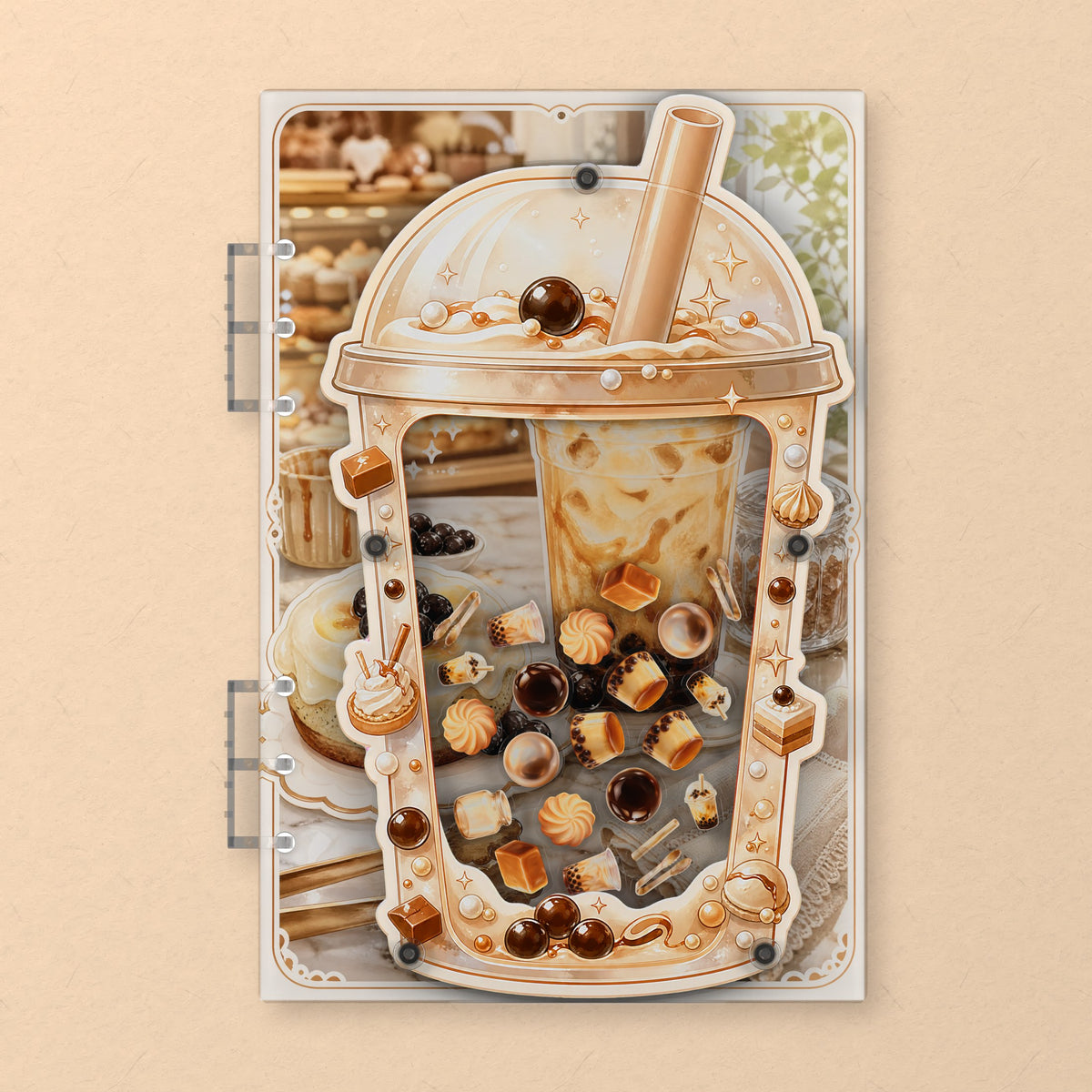 Bubble Tea (AG-148) A5 shaker binder notebook, front cover