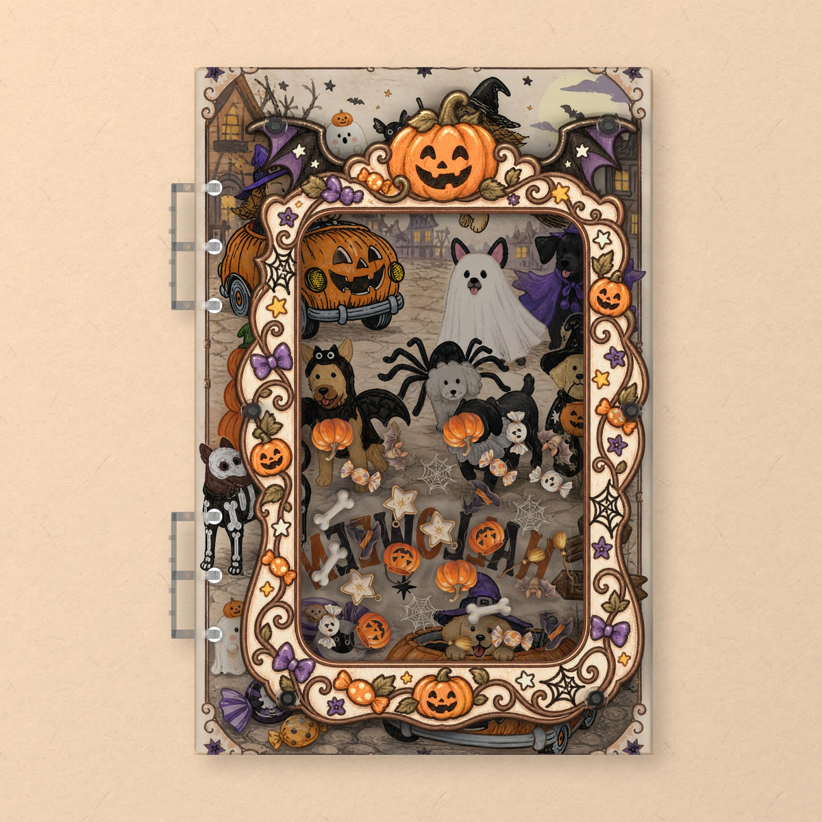 Halloween Dog Parade (AG-209) A5 shaker binder notebook, front cover
