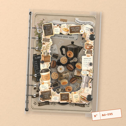 Cafe Breakfast (AG-095) A6 shaker binder notebook, front cover