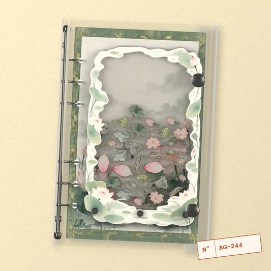 Green Lotus Pond (AG-244) A6 shaker binder notebook, front cover