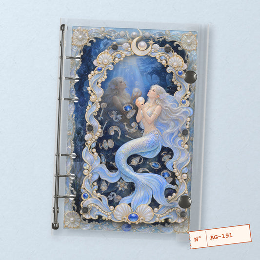 Moonlit Mermaid (AG-191) A6 shaker binder notebook, front cover