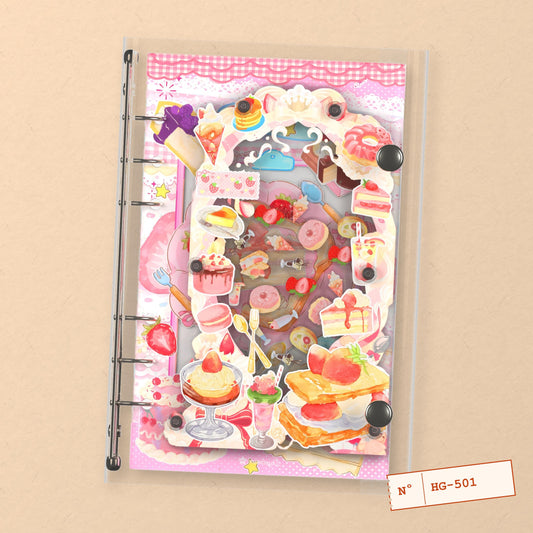 Pink Patisserie (HG-501) A6 shaker binder notebook, front cover