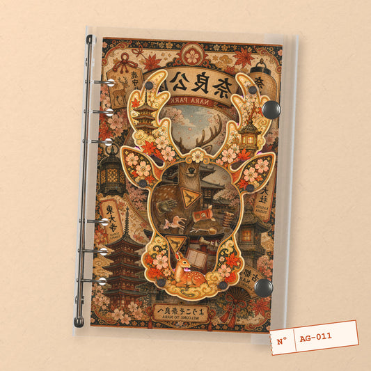 Nara Park Deer (AG-011) A6 shaker binder notebook, front cover
