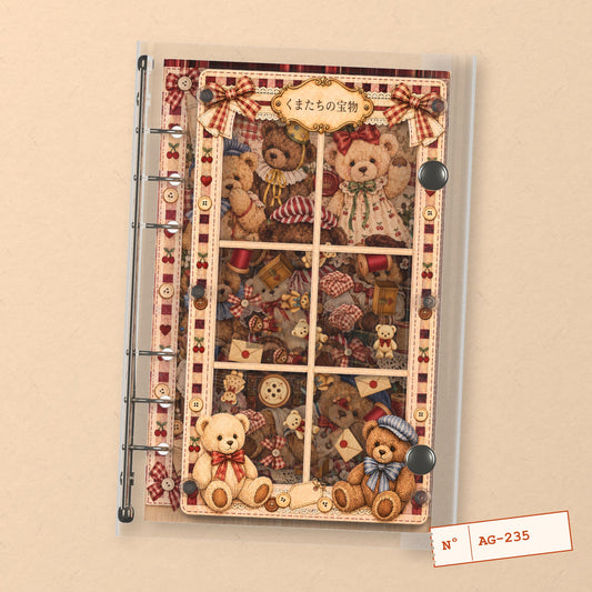 Teddy Treasures (AG-235) A6 shaker binder notebook, front cover
