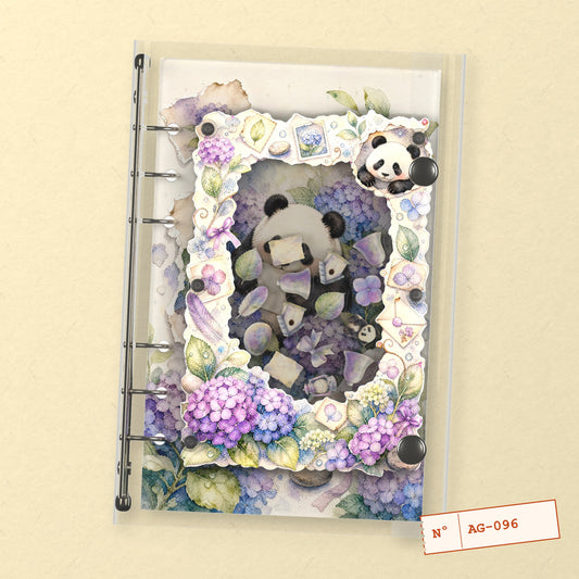 Hydrangea Panda (AG-096) A6 shaker binder notebook, front cover