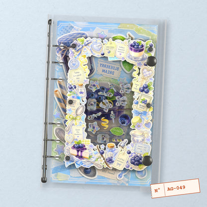 Blueberry Panna Cotta (AG-049) A6 shaker binder notebook, front cover