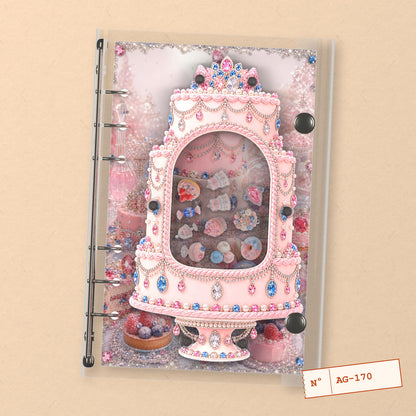 Pink Jewel Cake (AG-170) A6 shaker binder notebook, front cover
