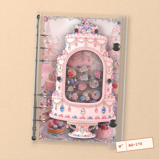 Pink Jewel Cake (AG-170) A6 shaker binder notebook, front cover