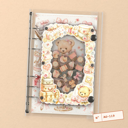Vintage Teddy Bear (AG-119) A6 shaker binder notebook, front cover
