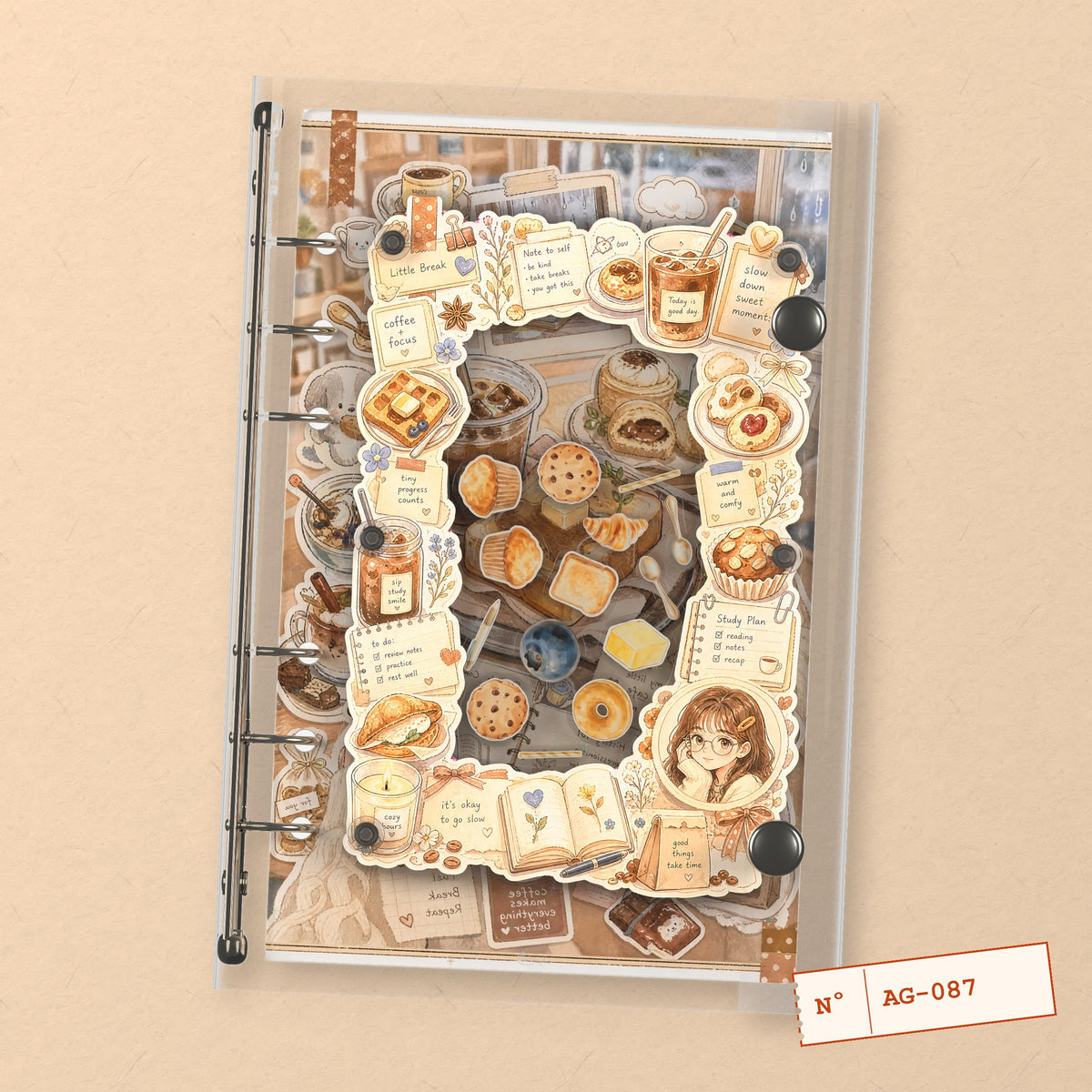 Cafe Treats (AG-087) A6 shaker binder notebook, front cover