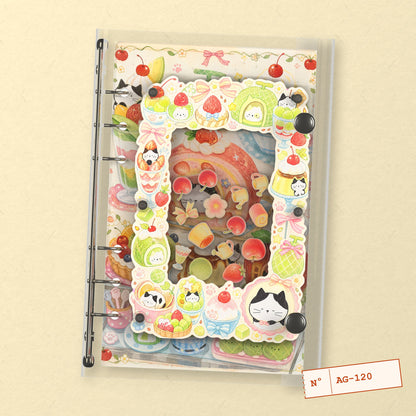Fruit Cat Party (AG-120) A6 shaker binder notebook, front cover