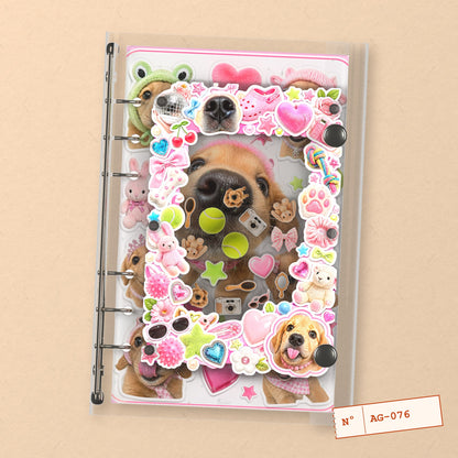 Playful Puppy (AG-076) A6 shaker binder notebook, front cover