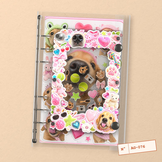 Playful Puppy (AG-076) A6 shaker binder notebook, front cover