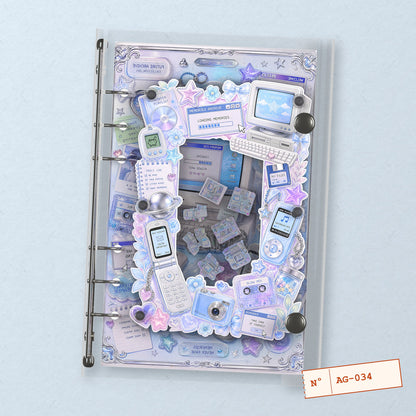 Y2K Gadgets (AG-034) A6 shaker binder notebook, front cover
