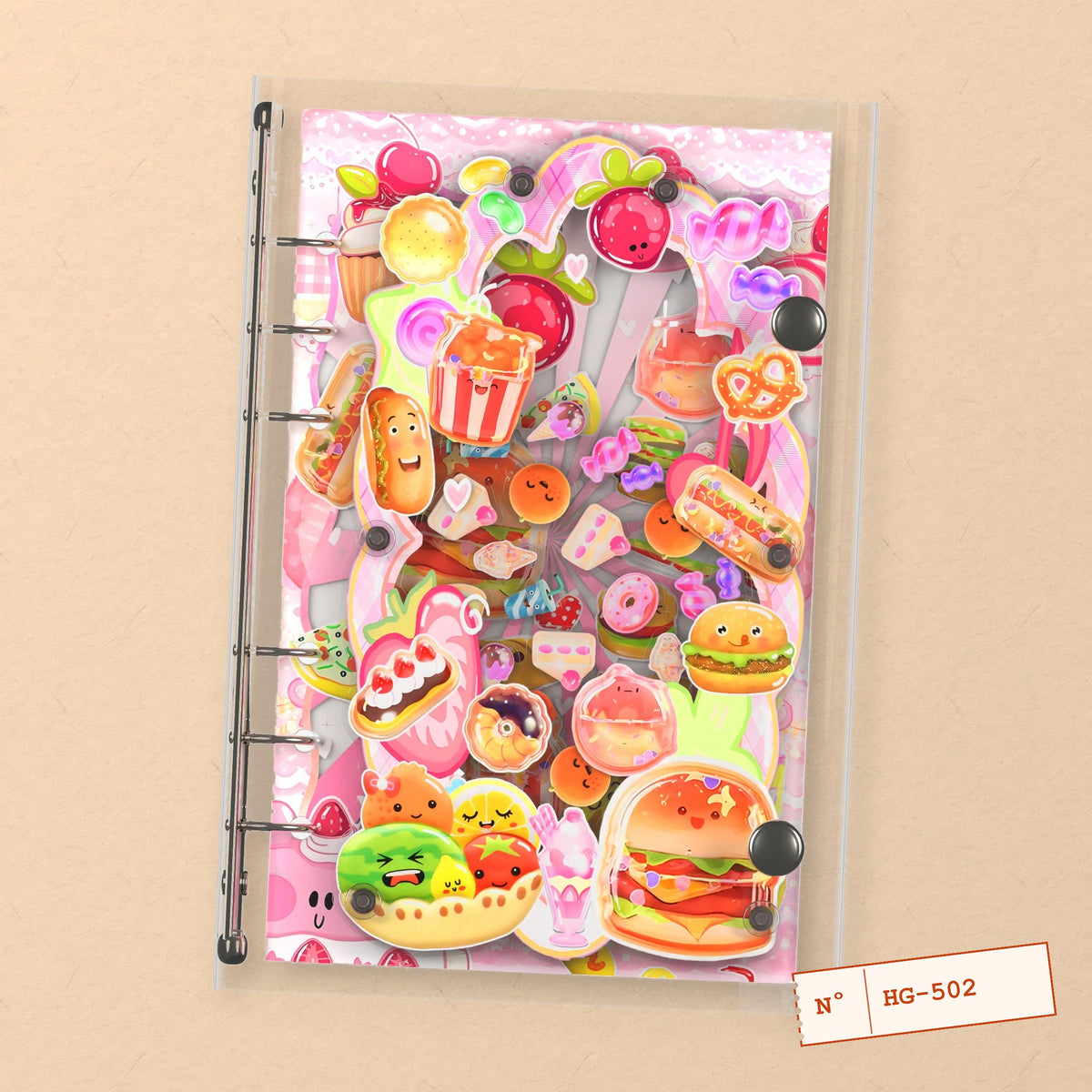 Kawaii Jelly Snacks (HG-502) A6 shaker binder notebook, front cover