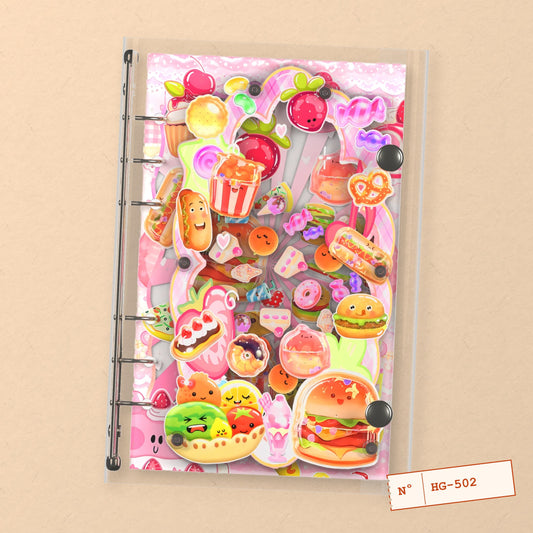 Kawaii Jelly Snacks (HG-502) A6 shaker binder notebook, front cover