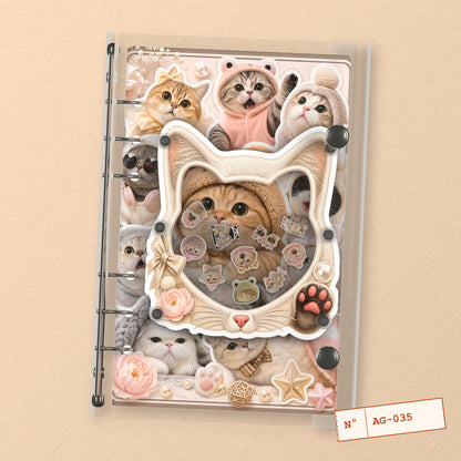 Meme Cats (AG-035) A6 shaker binder notebook, front cover