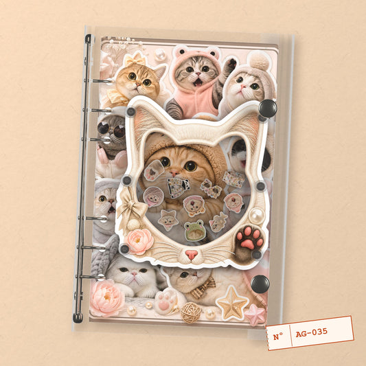 Meme Cats (AG-035) A6 shaker binder notebook, front cover