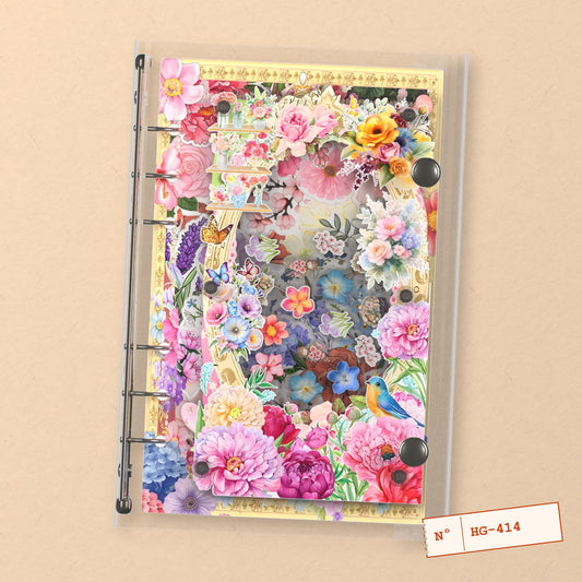 Bluebird Flower Garden (HG-414) A6 shaker binder notebook, front cover