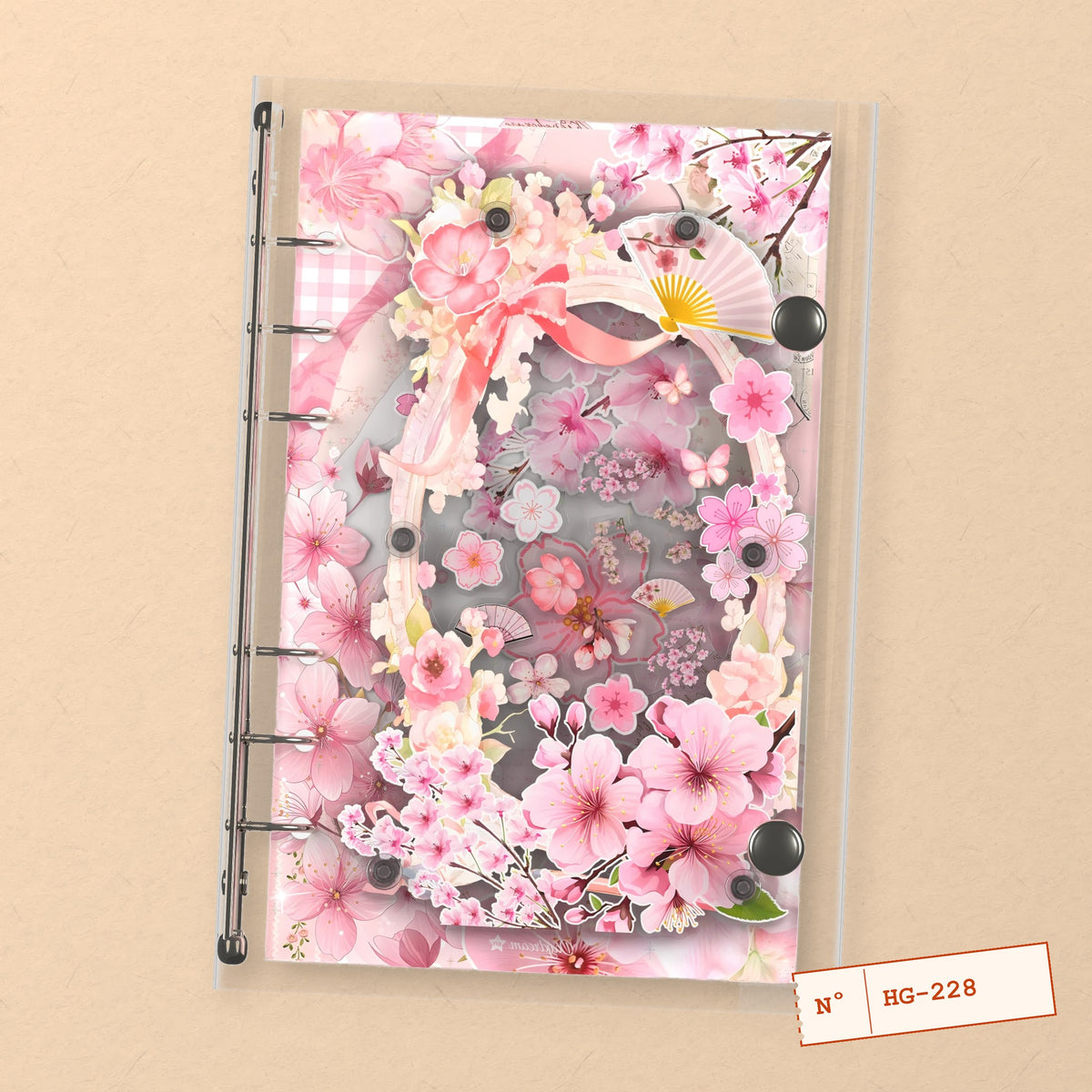 Cherry Blossoms (HG-228) A6 shaker binder notebook, front cover