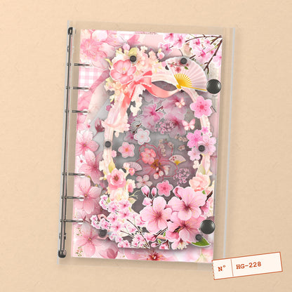 Cherry Blossoms (HG-228) A6 shaker binder notebook, front cover