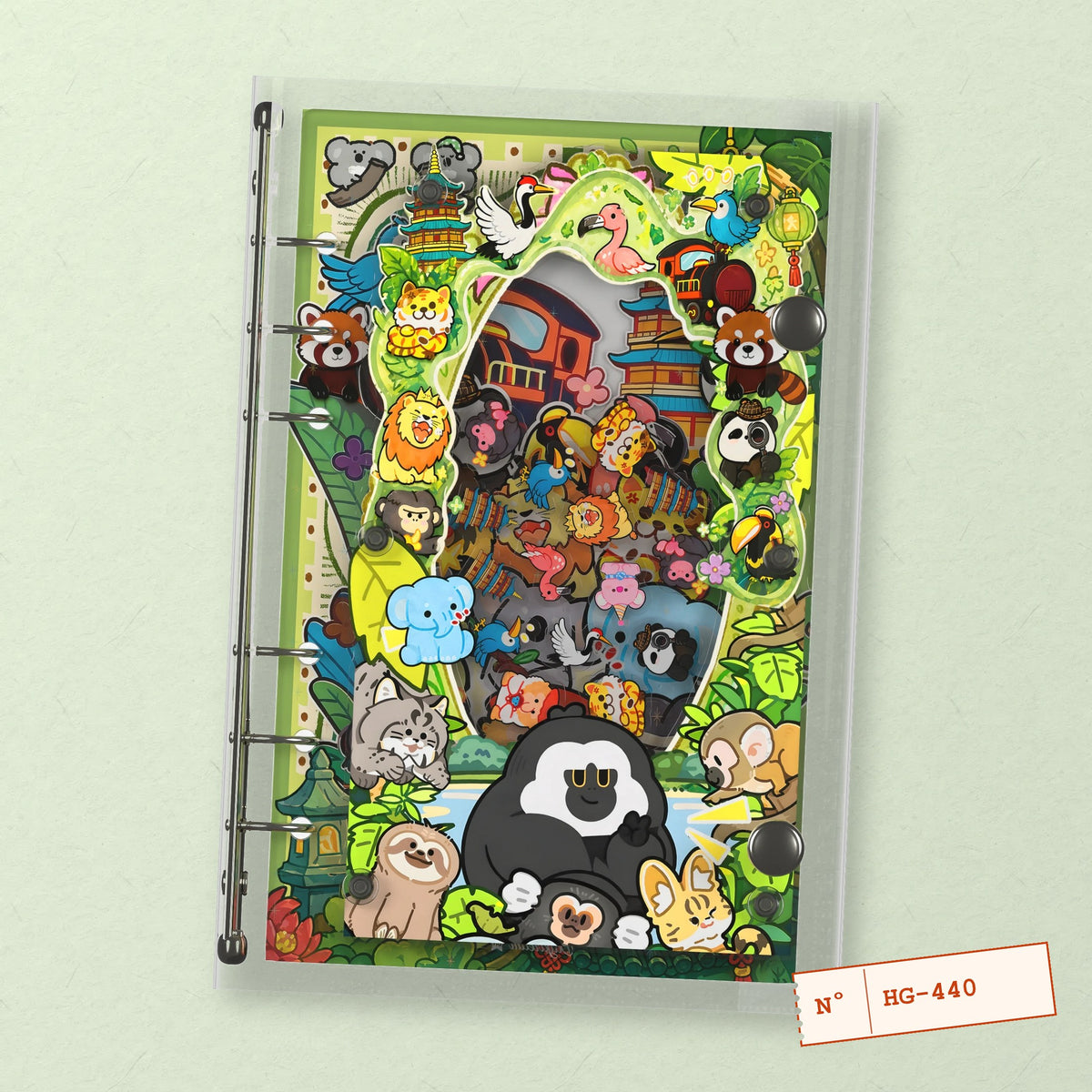 Chibi Zoo Animals (HG-440) A6 shaker binder notebook, front cover