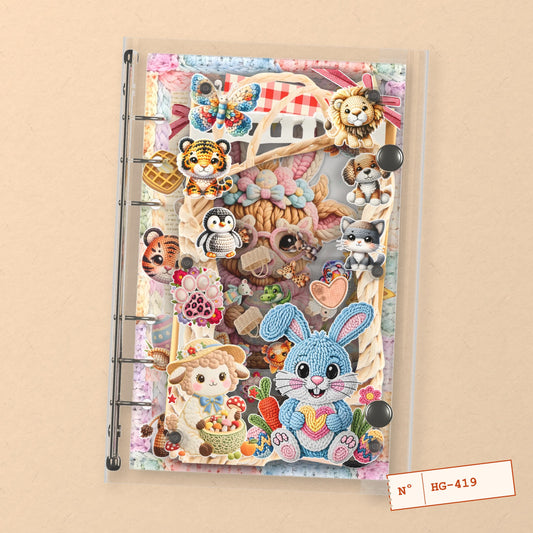 Crochet Animal Pals (HG-419) A6 shaker binder notebook, front cover
