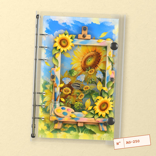Sunflower Breeze (AG-250) A6 shaker binder notebook, front cover