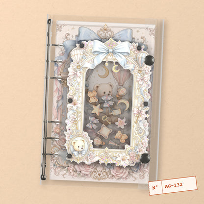 Teddy Moon Balloon (AG-132) A6 shaker binder notebook, front cover