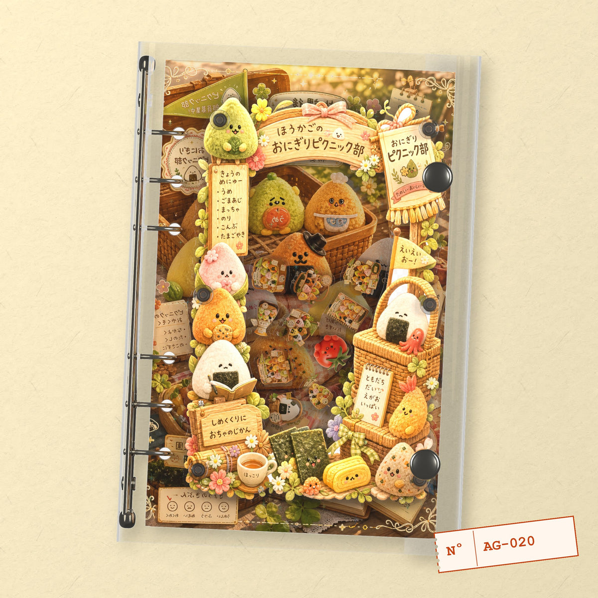 Riceball Mascots (AG-020) A6 shaker binder notebook, front cover