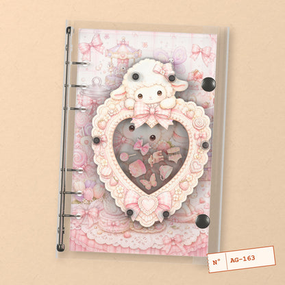 Pink Lamb Sweetheart (AG-163) A6 shaker binder notebook, front cover