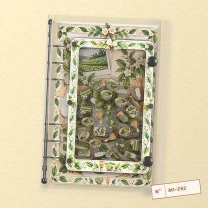 Matcha Latte Bar (AG-262) A6 shaker binder notebook, front cover