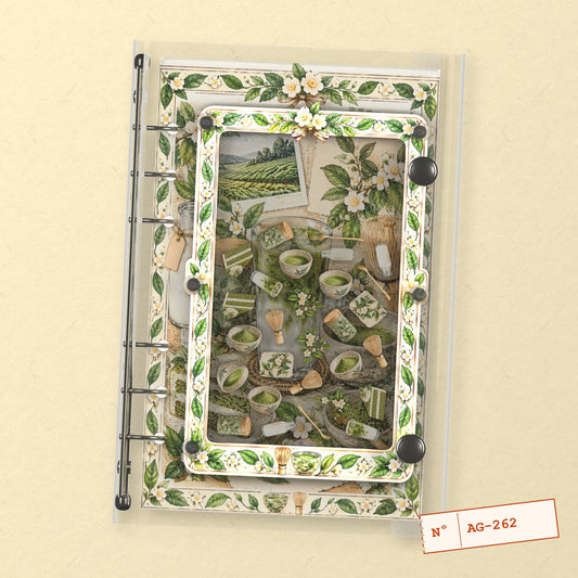 Matcha Latte Bar (AG-262) A6 shaker binder notebook, front cover