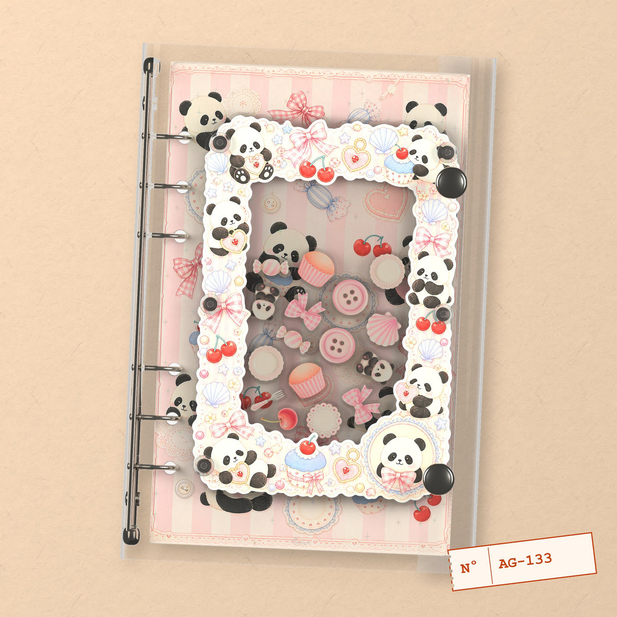 Panda Cupcakes (AG-133) A6 shaker binder notebook, front cover