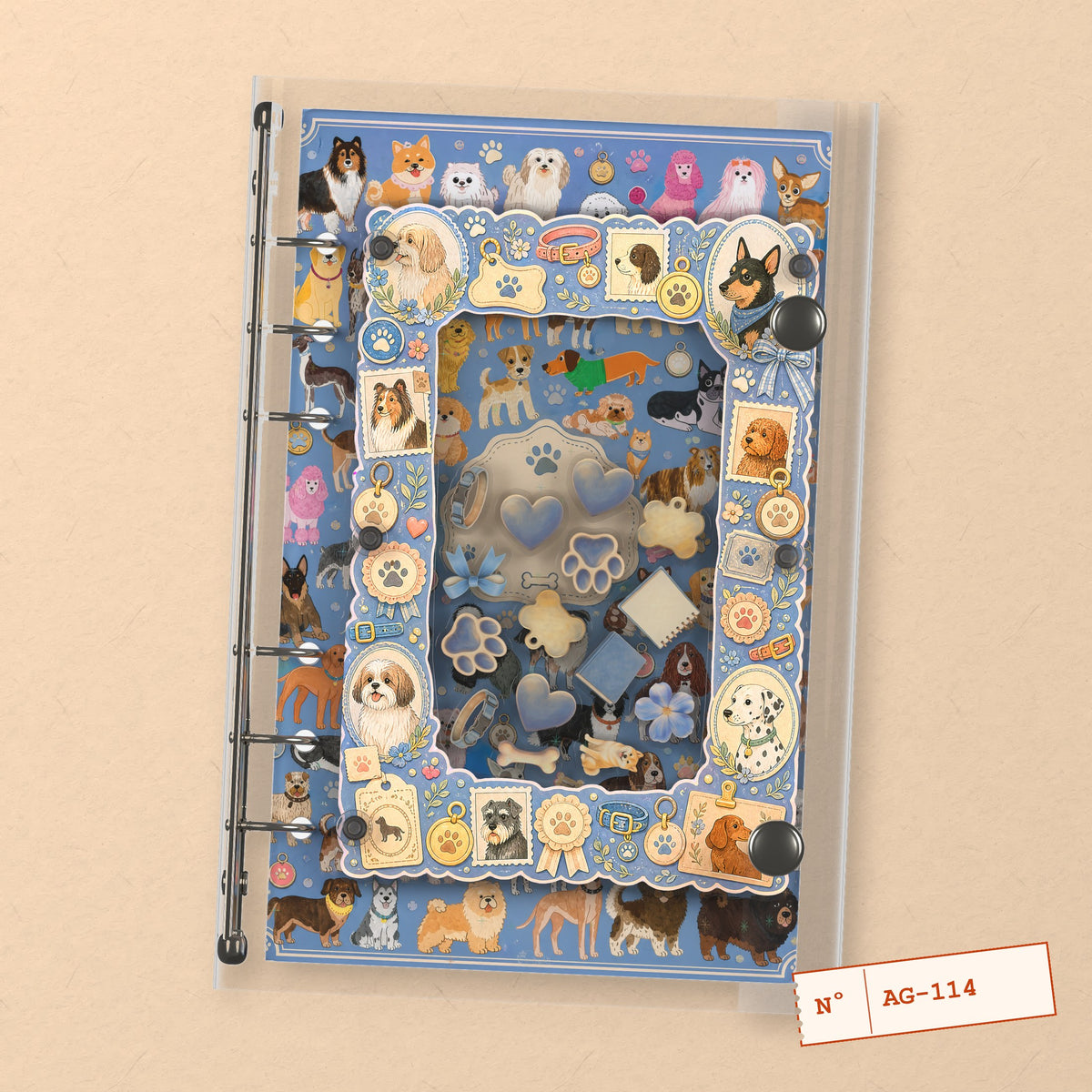 Dog Breed Chart (AG-114) A6 shaker binder notebook, front cover