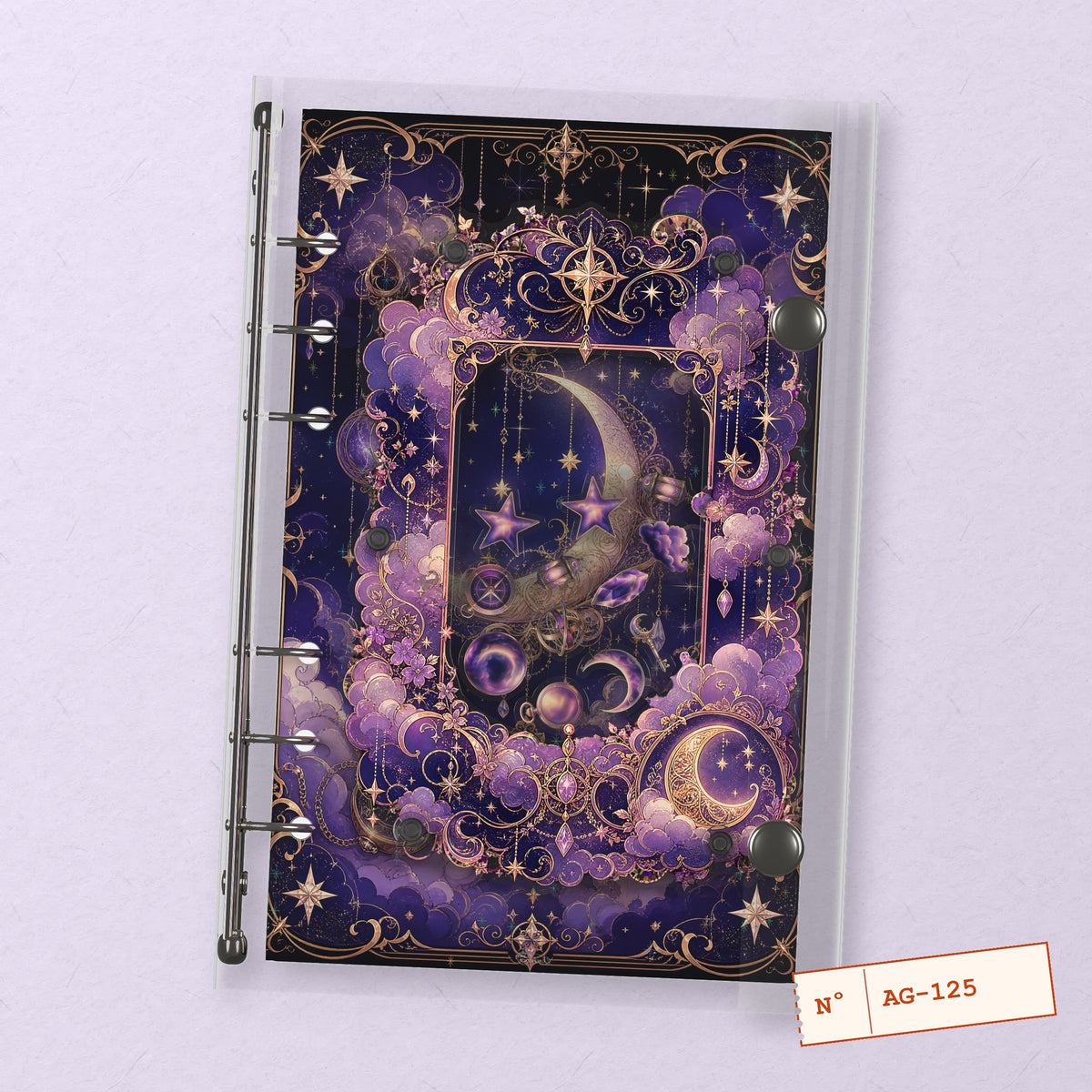 Crescent Moon (AG-125) A6 shaker binder notebook, front cover