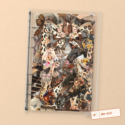 Horses and Bows (HG-415) A6 shaker binder notebook, front cover