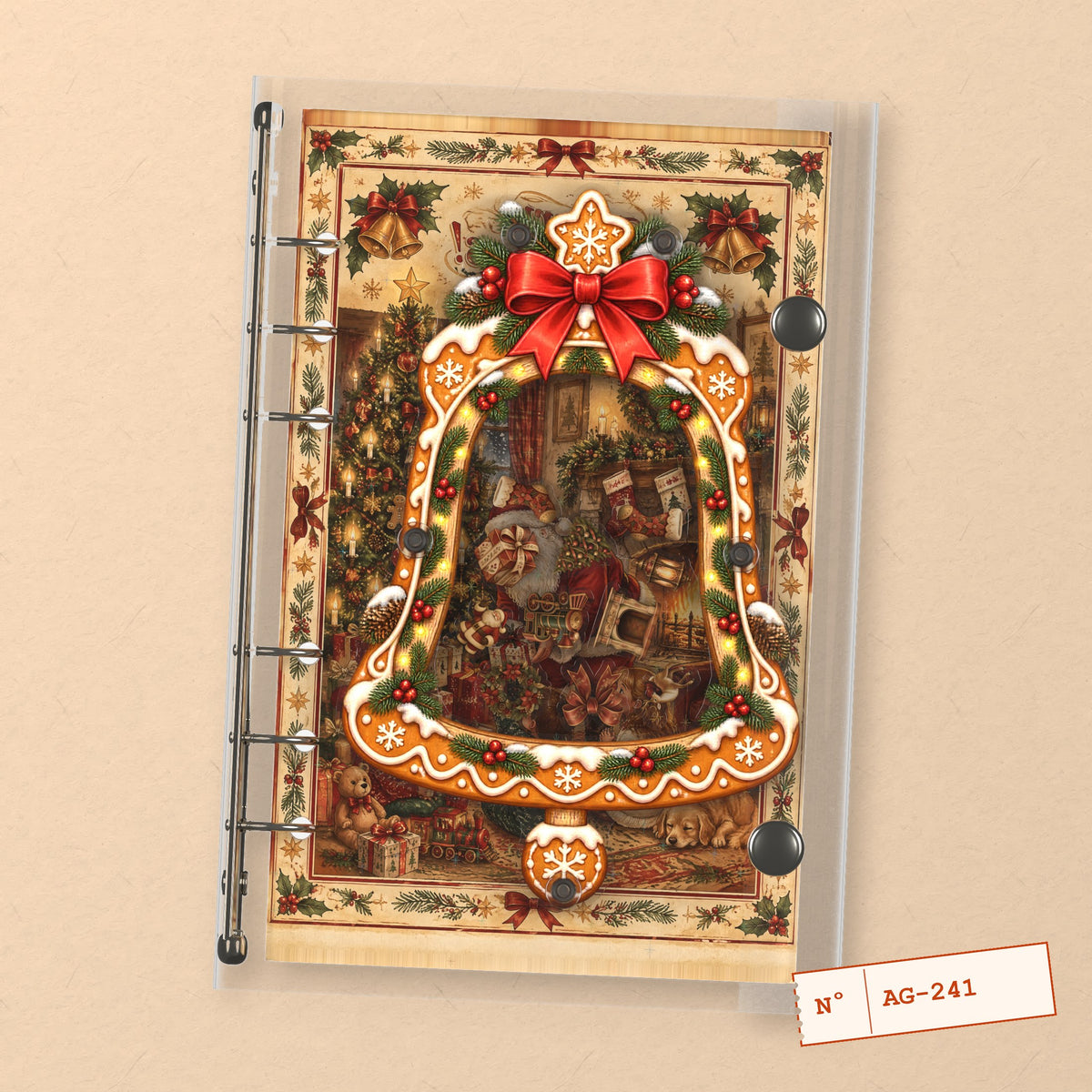 Fireside Christmas Gifts (AG-241) A6 shaker binder notebook, front cover