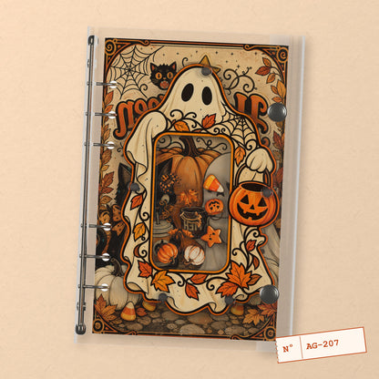 Pumpkin Ghost Halloween (AG-207) A6 shaker binder notebook, front cover
