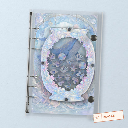Whale & Coral Jar (AG-146) A6 shaker binder notebook, front cover