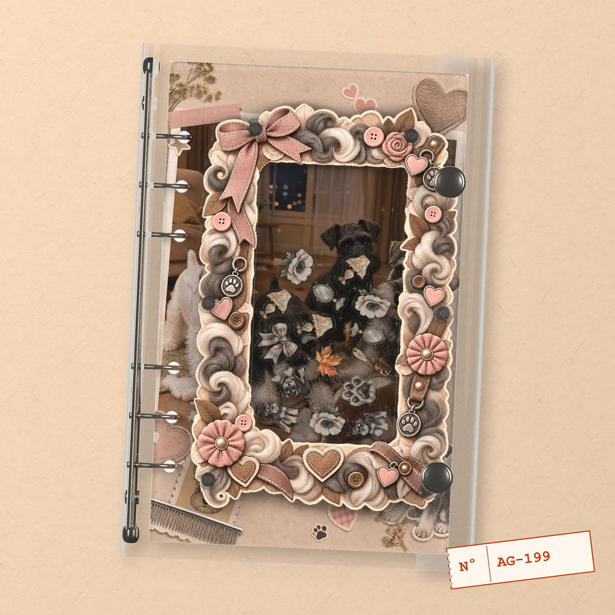 Schnauzer Pup (AG-199) A6 shaker binder notebook, front cover