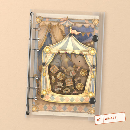 Little Circus Elephant (AG-182) A6 shaker binder notebook, front cover
