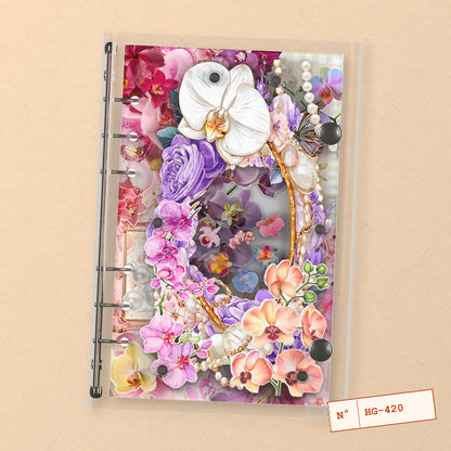 Purple Orchids (HG-420) A6 shaker binder notebook, front cover