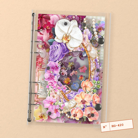 Purple Orchids (HG-420) A6 shaker binder notebook, front cover