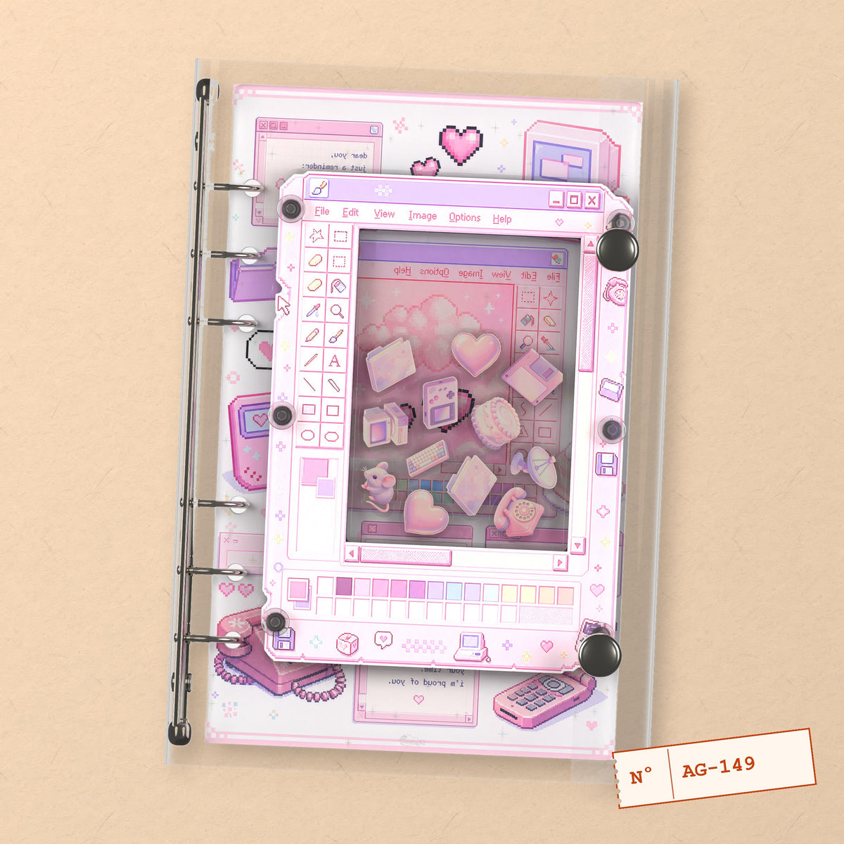 Retro Desktop Icons (AG-149) A6 shaker binder notebook, front cover