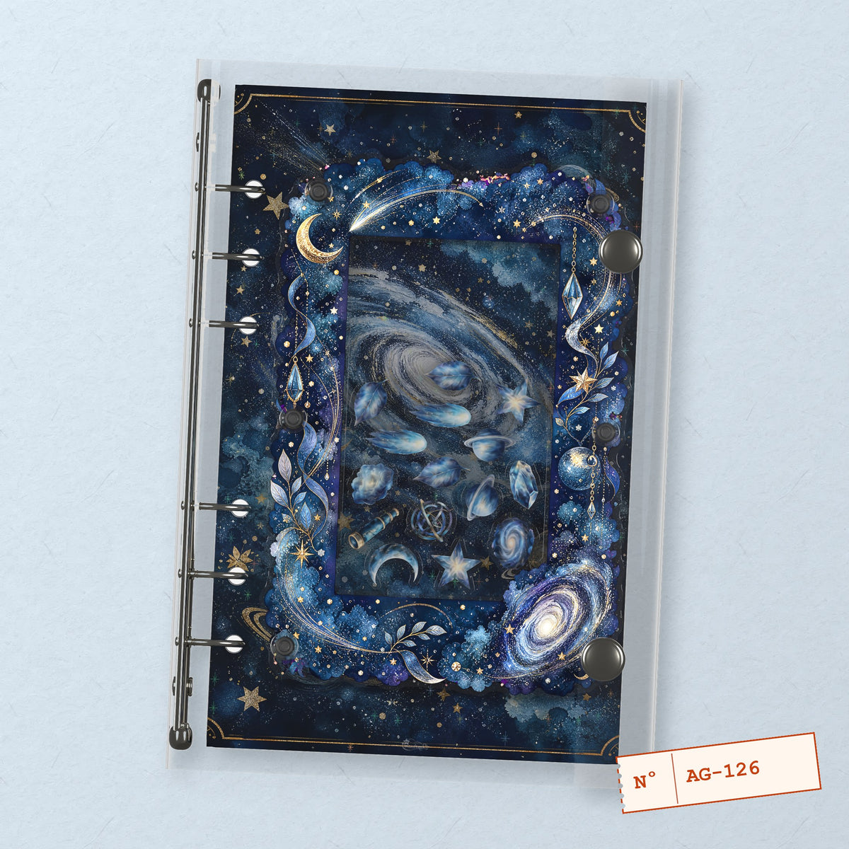Galaxy Moon (AG-126) A6 shaker binder notebook, front cover