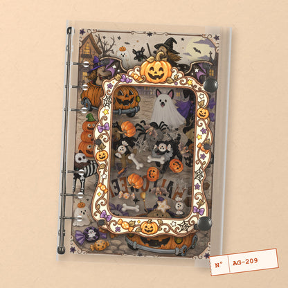 Halloween Dog Parade (AG-209) A6 shaker binder notebook, front cover