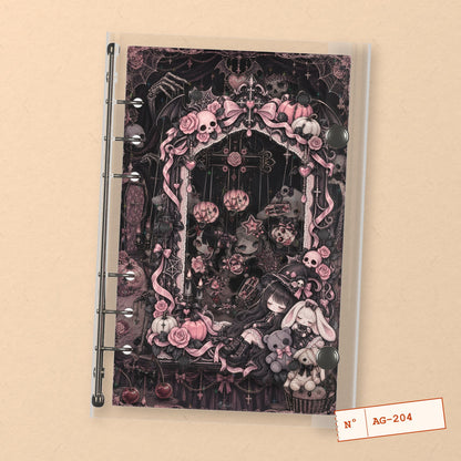 Pink Gothic Halloween (AG-204) A6 shaker binder notebook, front cover