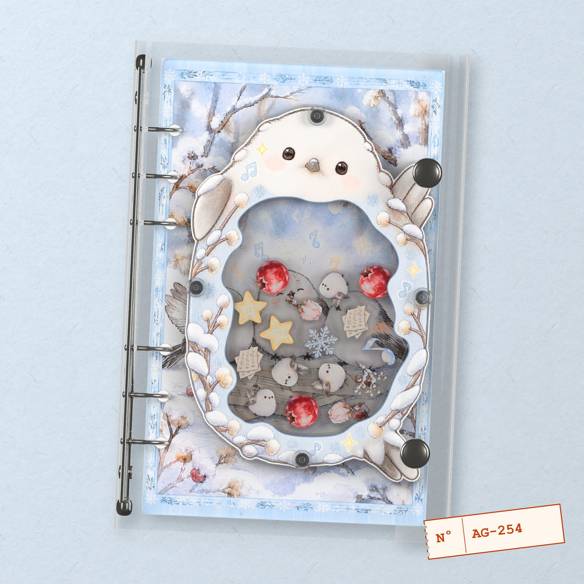 Snow Bird (AG-254) A6 shaker binder notebook, front cover